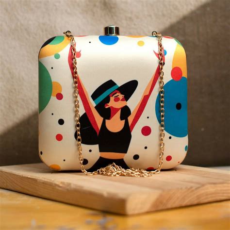 White Cheerful Girl Printed Box Clutch – MESH EXCLUSIVES