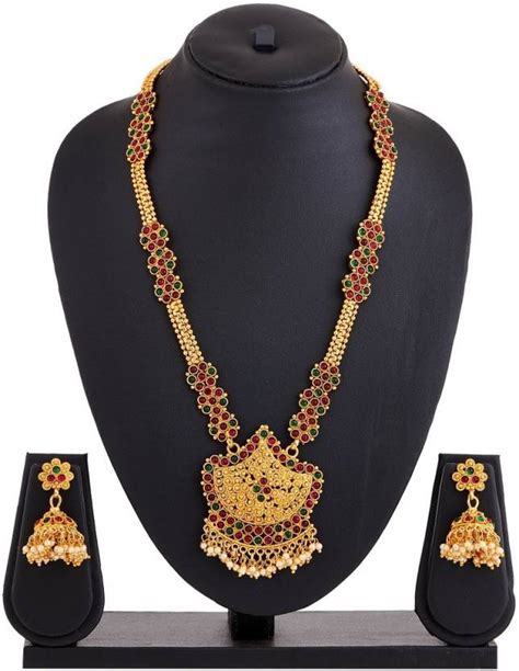 Vareeca Copper Gold-plated Green, Red, Gold Jewellery Set Price in ...