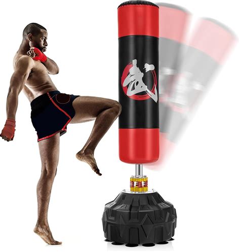 GYMAX Punching Bag for Adults, 70” Punching Bag w/Stand, Suction Cup Base, TPR Shock Absorber ...