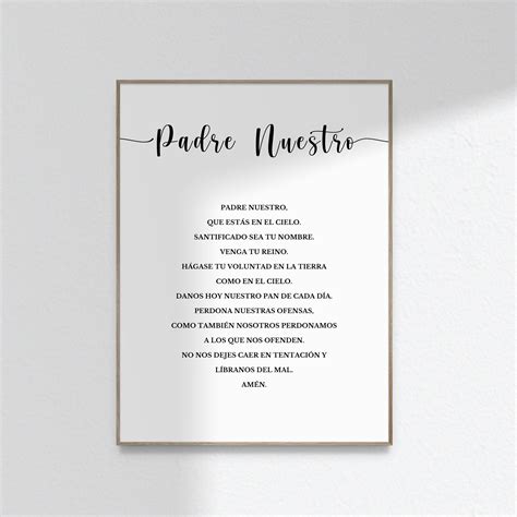 Spanish Lords Prayer Gift Christian Prayer Home Decor Padre Nuestro ...