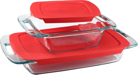 Buy Pyrex Easy Grab 4-Piece Glass Baking Dish Set with Lids, 3-Qt & 2 ...
