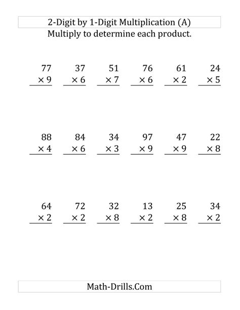 Image result for Multiplying 2-Digit by 1 Digit