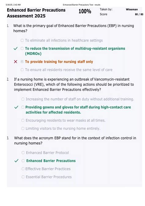 Enhanced Barrier Precautions Assessment | Explore New 80 Questions and ...