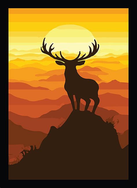 Woopme Synthetic Wood Wall Hanging Beautiful Scenery in Deer Photo Fra ...