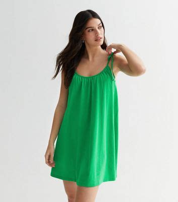 Green Strappy Mini Smock Dress | New Look
