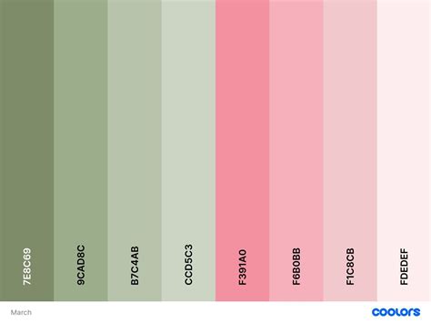 March color Pallett | Hex color palette, Color schemes colour palettes, Green colour palette