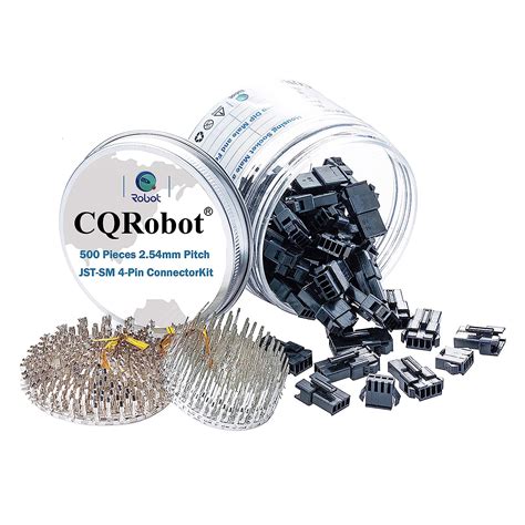 CQRobot 50 Sets / 500 Pieces 2.5mm Pitch JST SM 4-Pin JST Connector Kit ...
