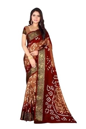 Buy VARIETY HEAVEN Womens Art Silk Bandhani Saree With Heavy Zari ...