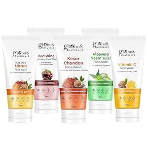 Globus Naturals Face Wash Combo- Ubtan, Red wine, Aloe Vera Neem Tulsi ...