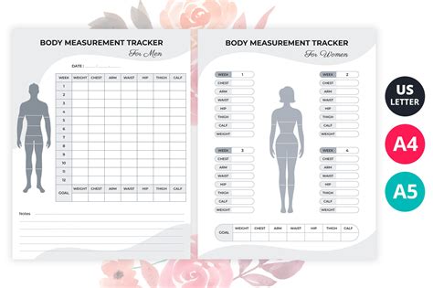 Male Body Measurement Tracker Chart