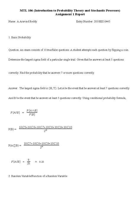 MTL 106 Assignment 1: Intro to Probability Theory and Applications ...