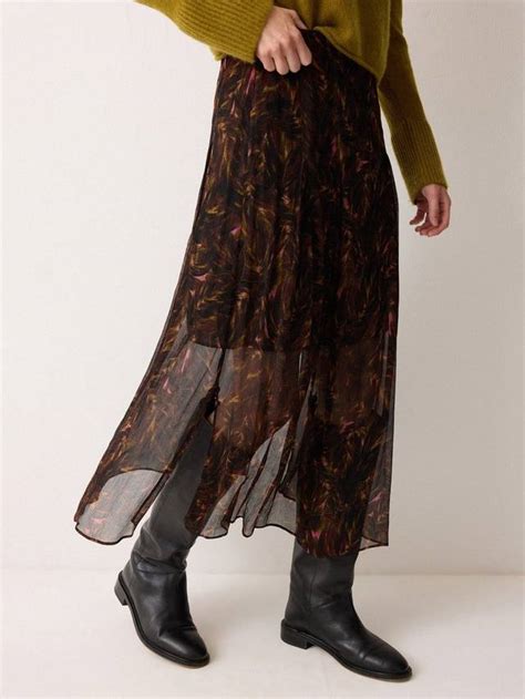 Jigsaw Wild Feather A-Line Midi Skirt
