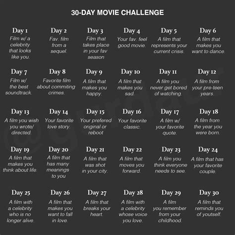 30 Day Movie Challenge for Instagram