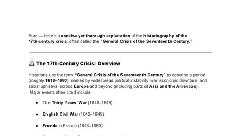 Historiography of the 17th-Century Crisis: Key Perspectives and Debates ...