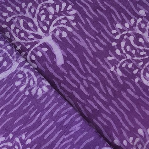 Pure Cotton Dabu Purple With Off Self Design With Tree Motif Hand Bloc ...