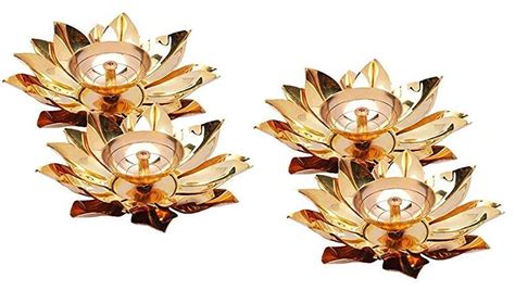 Buy Brass Gallery Copper Lotus Shape Kamal Patti Akhand (Height 2 inch ...