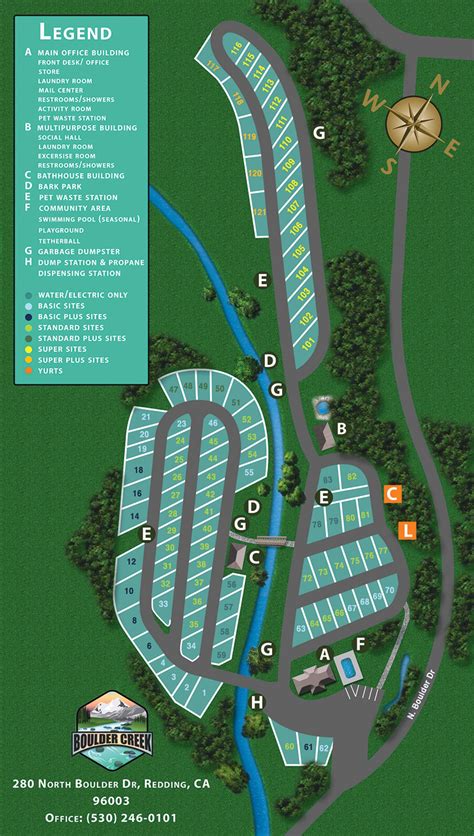 Park Map | Boulder Creek RV Resort - Redding, CA
