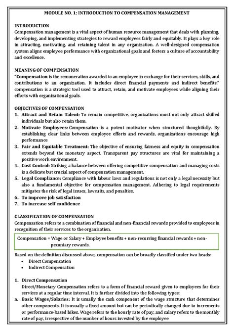 Module 1: Introduction to Compensation Management - Studocu