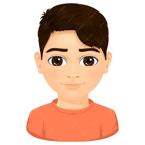 Premium Vector | Brown haired boy vector portrait illustration