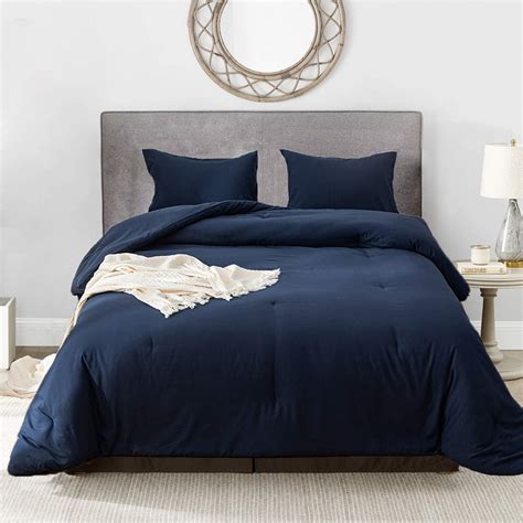Luxlovery Navy Blue Comforter Set King Size Navy Bedding Comforter Sets ...