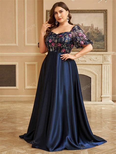 SUPGIR Plus Size [Random Cutting] Luxurious Sweetheart Neck Puff Sleeve ...