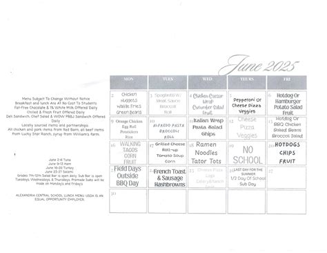 Image result for Lunch Menu Change