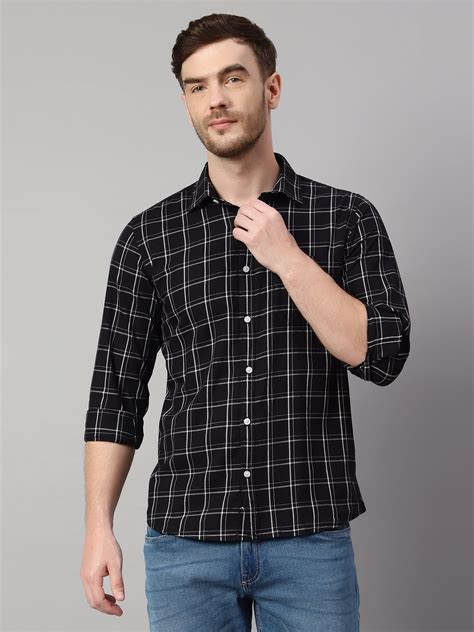 Men's Black Casual Medium Checks Full Sleeve Shirt – Cantabil