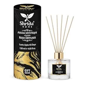 Shrida Assam Mystique Oudh Reed Diffuser | 120ml with 6 Rattan Sticks ...