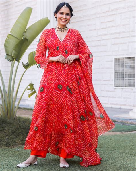 Aria Red Bandhani Suit Set