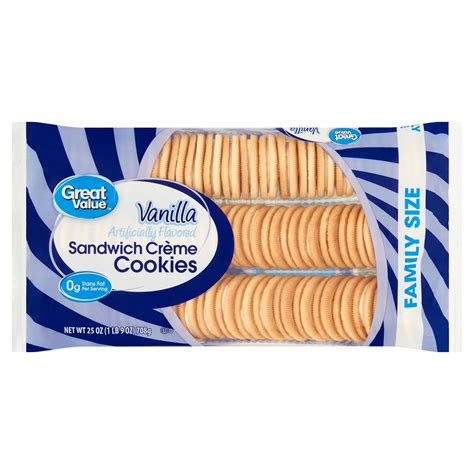 Great Value Vanilla Sandwich Creme Cookies Family Size, 25 oz - Walmart ...