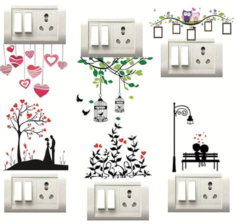 Buy Decor Villa™ Love Heart Switch Board Sticker Floral Stickers Wall ...