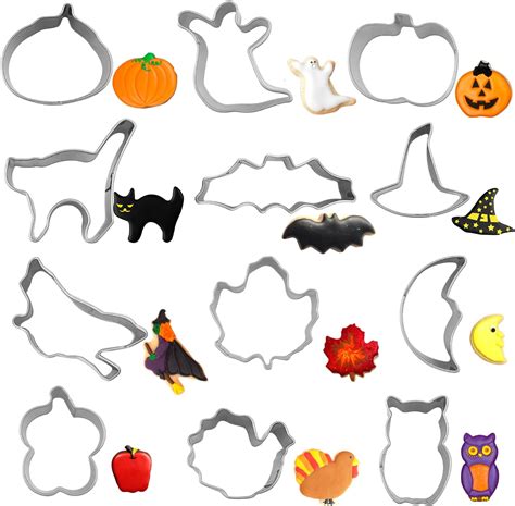 Amazon.com: Halloween Cookie Cutters Set - 12 Pieces Stainless Steel ...