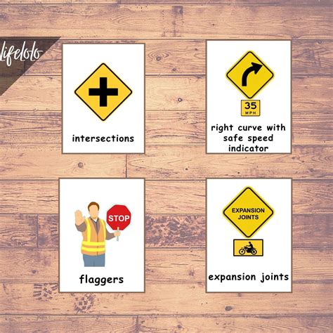 USA Traffic Signs, Road Signs Test Flash Cards, USA Warning Signs ...