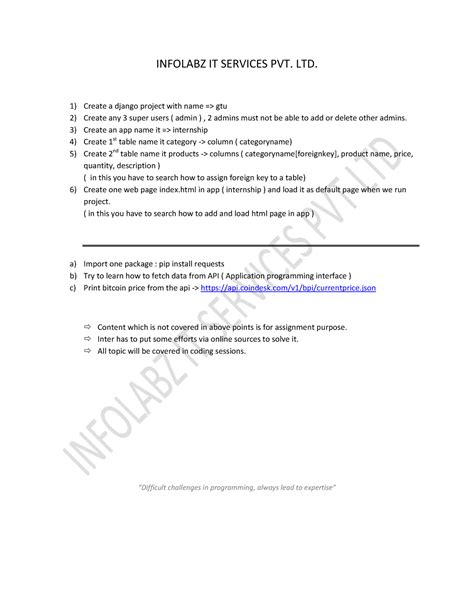 Django Assignment 1 - for better learning - INFOLABZ IT SERVICES PVT ...