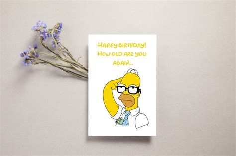 Homer Simpson Birthday Card: Printable TV Show Gift (digital Download ...