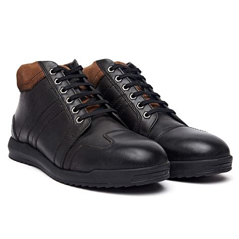Buy Royal Enfield Men Black Leather Outdoor Boots-EU43/UK9 (SHOAW1914 ...