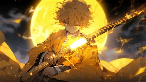 Zenitsu Moonlight Thunder Kimetsu No Yaiba Live Wallpaper - MoeWalls