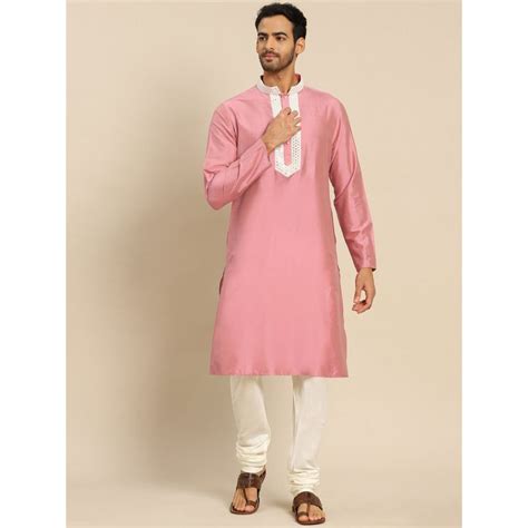 Buy KISAH Men Pink Kurta Set (Set of 2) Online