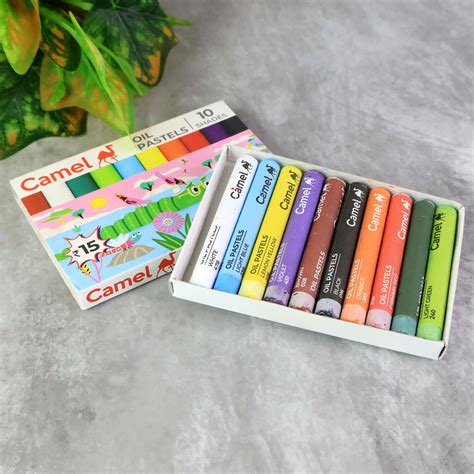 Camel Oil Pastels – 10 Assorted Shades (Compact Colouring Set for Kids