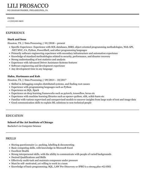 Image result for Data Processing Resume