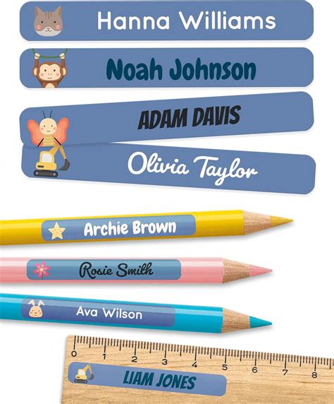 Amazon.com : Personalized Kids Name Labels for Pencils Dark Blue [75pcs ...