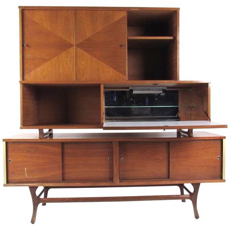 Walnut Danish Mid Century Modern Liquor Cabinet Bar at 1stDibs