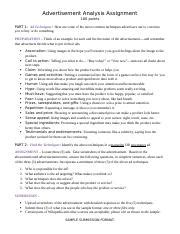 Image result for Advertisement Analysis Assignment with Questions