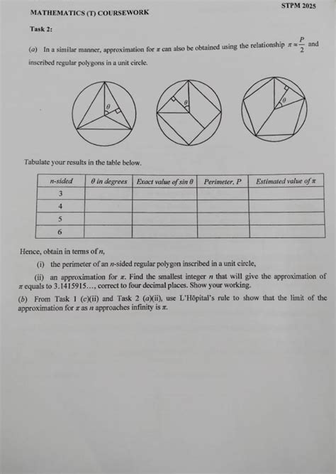 Pro A Malaysia: Stpm Math T Coursework 2025 (Semester 1, 2 and 3)