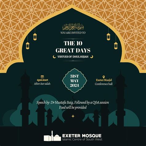 Virtues of Dhul Hijjah, 13 York Road, Exeter, 31 May 2024 | AllEvents.in