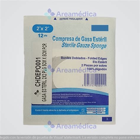 Gasa Esteril 2X2 PLG 5X5 CM 100% Algodon