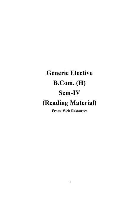 Reading Material - Unit-1 and 2 - Generic Elective B. (H) Sem-IV ...