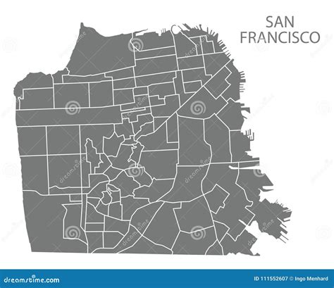 Map Of San Francisco With Districts Vector Illustration | CartoonDealer ...
