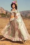 Buy Pink Kota Silk Embroidery V Neck Off Shoulder Lehenga Set For Women ...