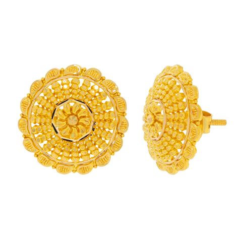 Classic Charming 22K Gold Floral Stud Earrings – WHP Jewellers